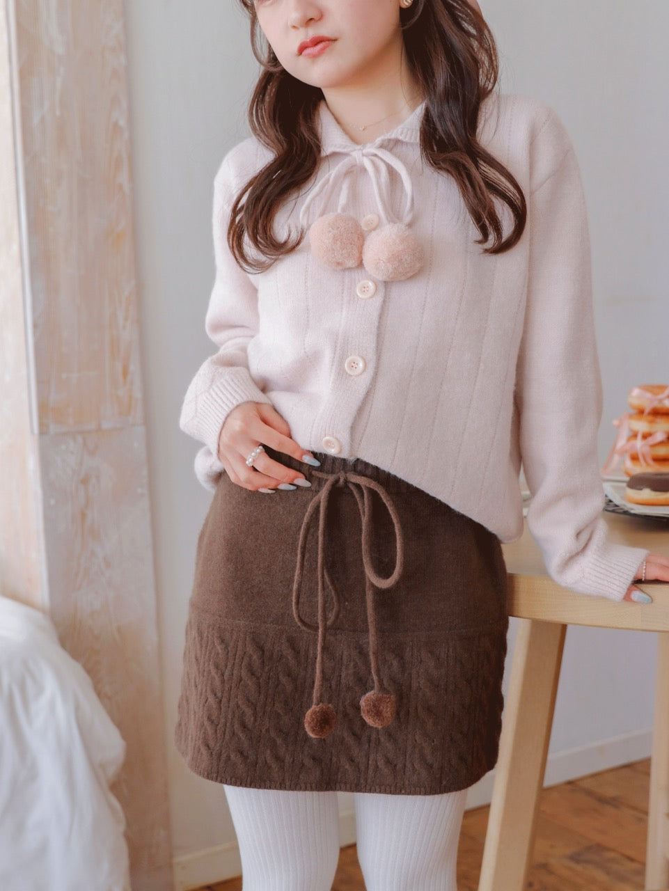 Ponpon Knit Skirt