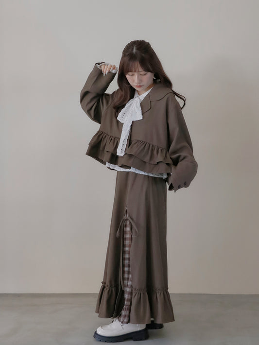 【9/16発売】Layered slit long skirt