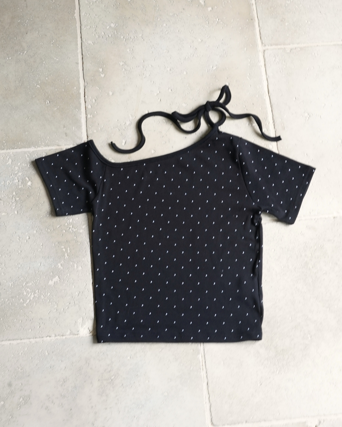 【Re Stock】ribbon tie dot tops