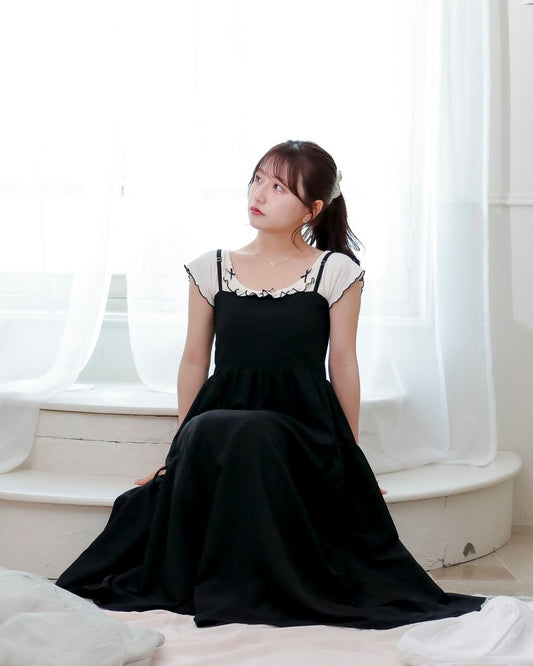 ribbon&frill padded tee