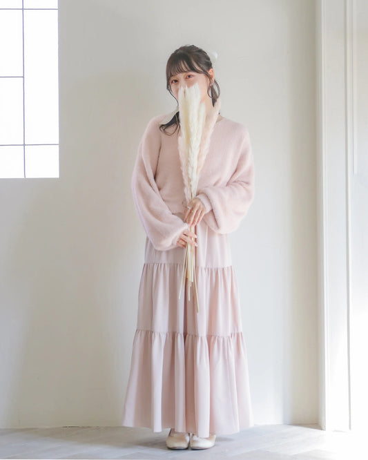 tiered chiffon skirt【pink beige】