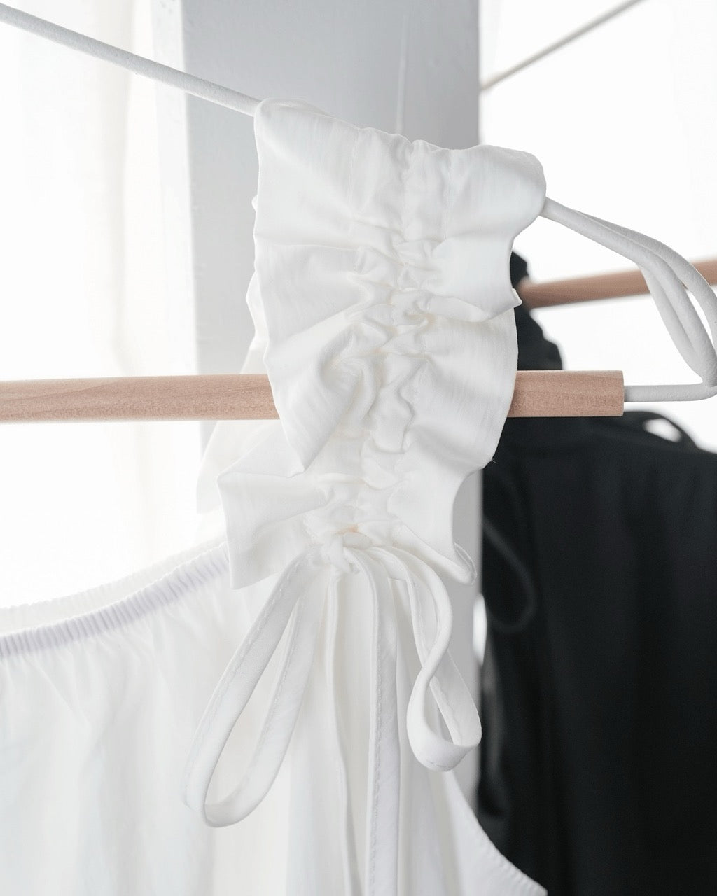 Gathered Ribbon strap Dress