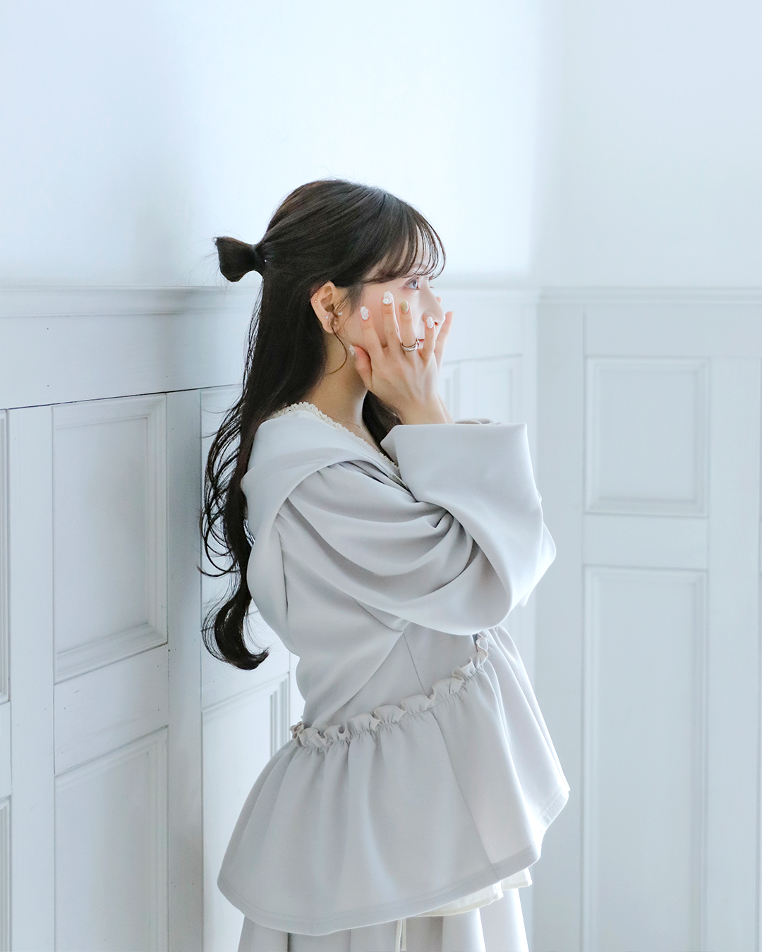 【Re Stock】peplum frill parker (setup対応)