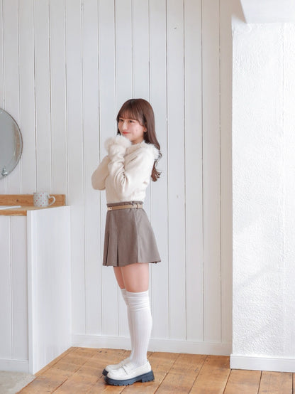 One Shoulder Fur Knit