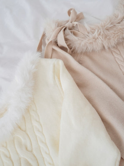 One Shoulder Fur Knit