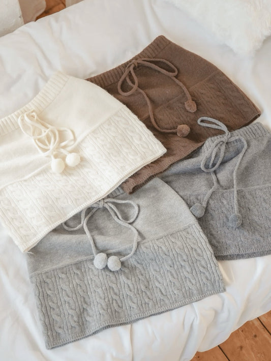 Ponpon Knit Skirt