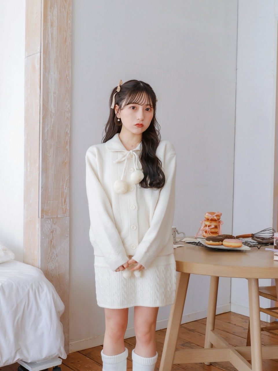 Ponpon Knit Cardigan