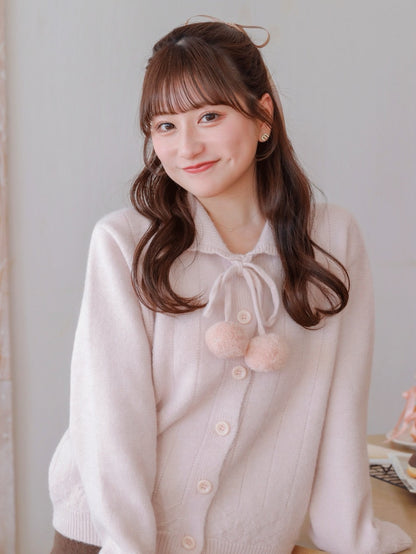 Ponpon Knit Cardigan