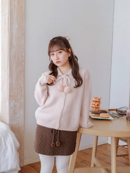Ponpon Knit Cardigan