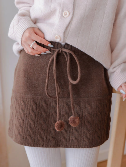 Ponpon Knit Skirt