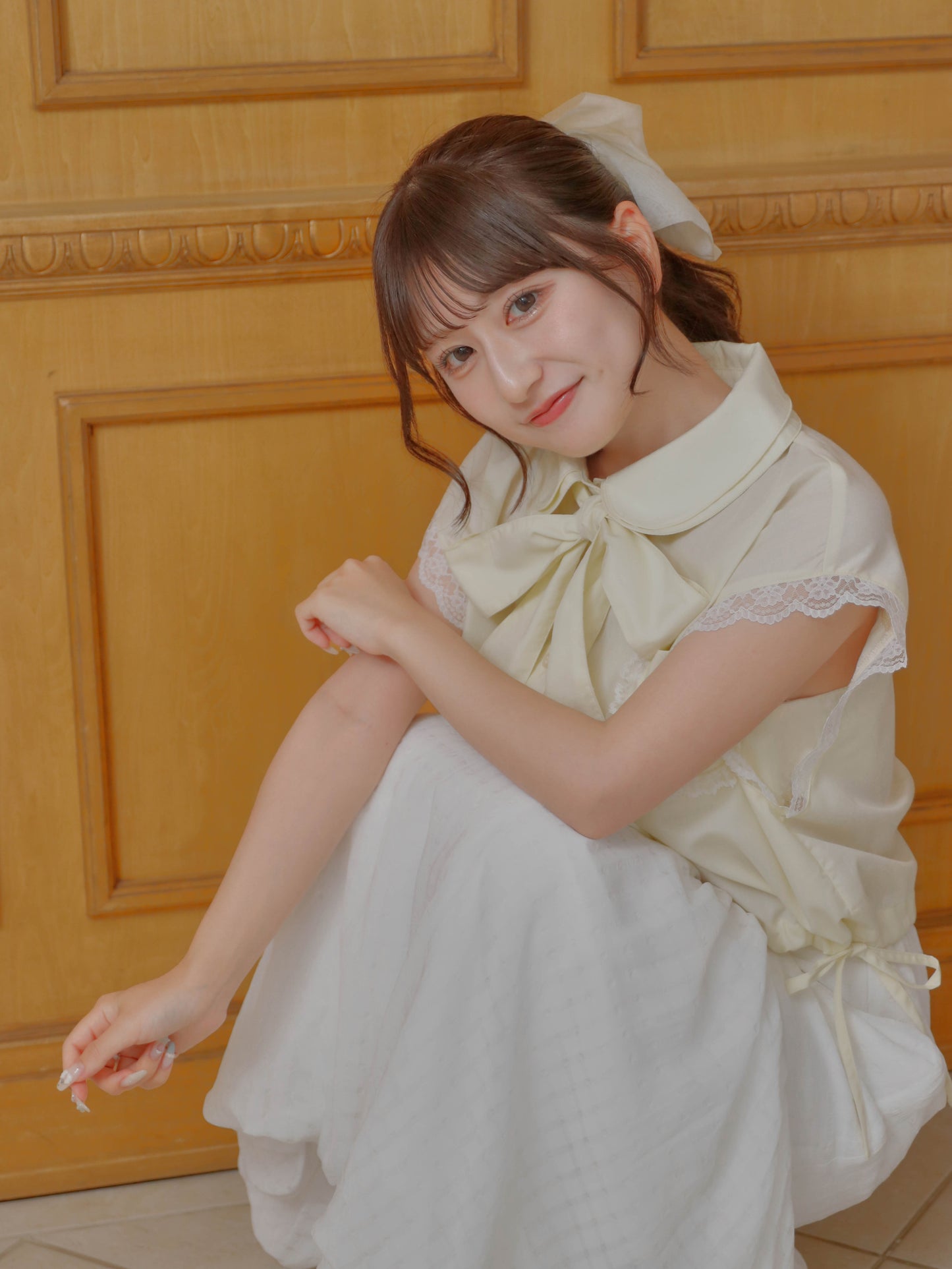 【6/17 20:00 発売】No sleeve bow tie shirt