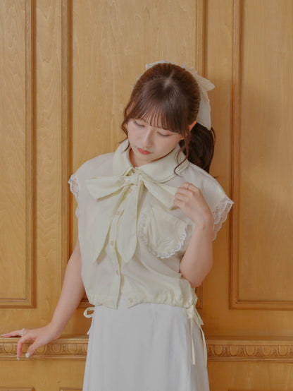 【6/17 20:00 発売】No sleeve bow tie shirt