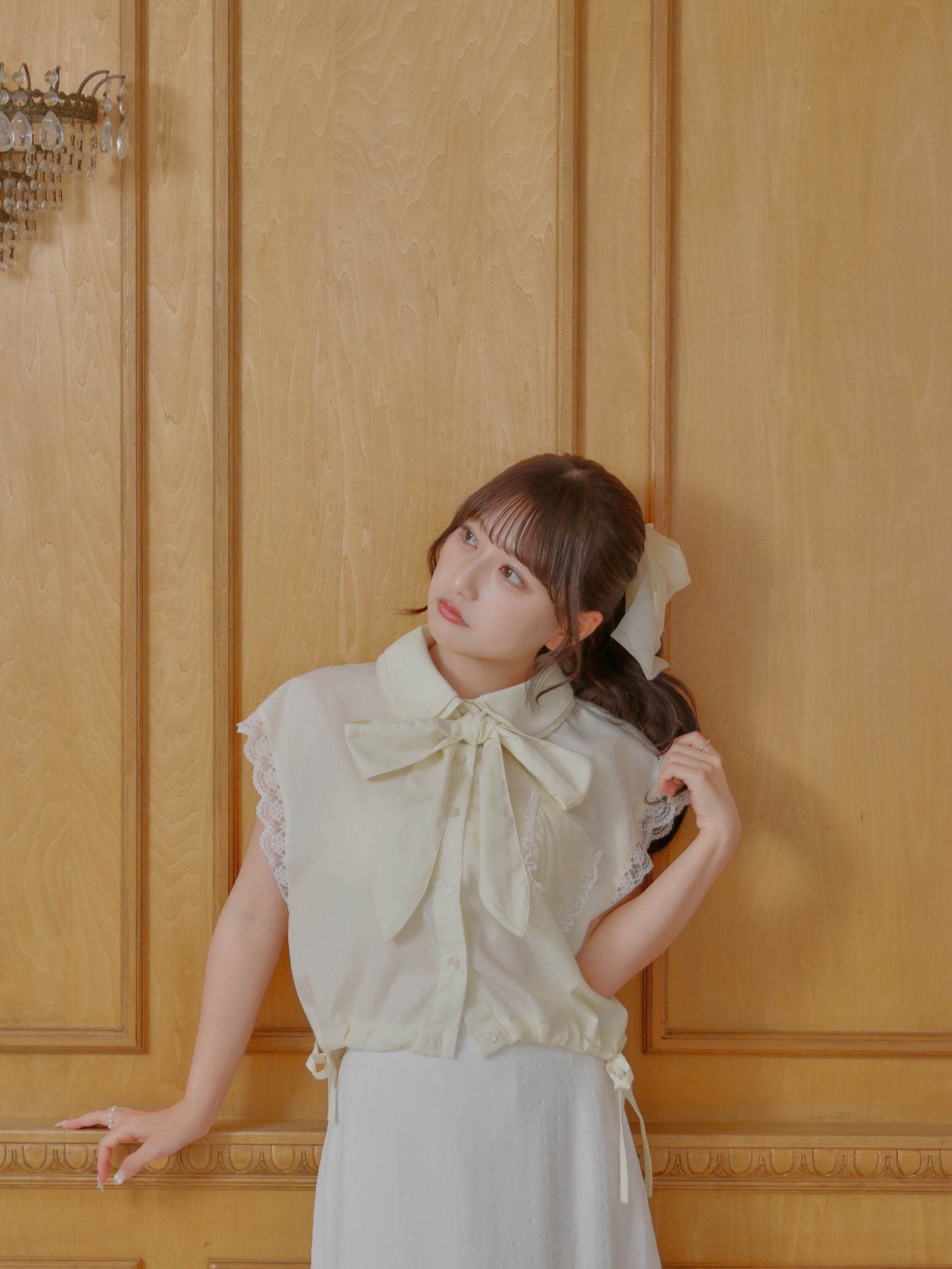【6/17 20:00 発売】No sleeve bow tie shirt
