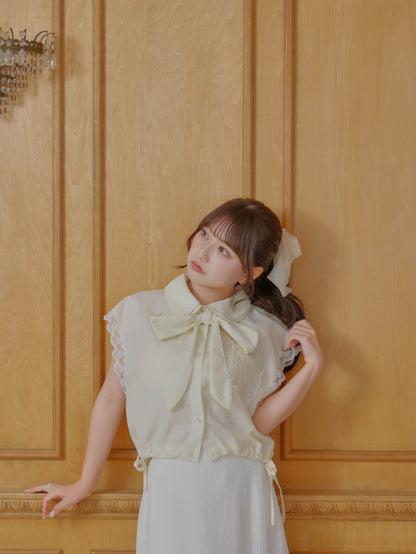 【6/17 20:00 発売】No sleeve bow tie shirt