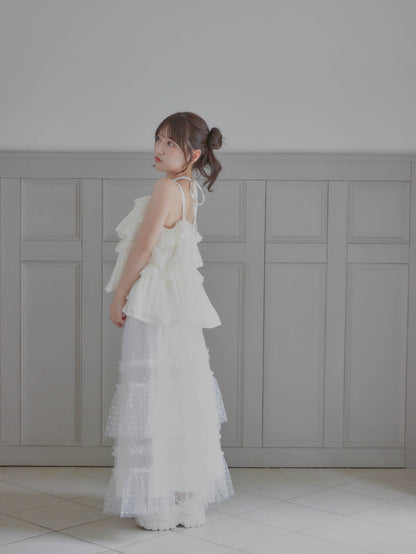 【6/17 20:00 発売】Dot tulle tiered skirt