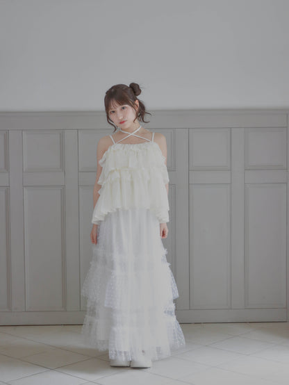 【6/17 20:00 発売】Dot tulle tiered skirt