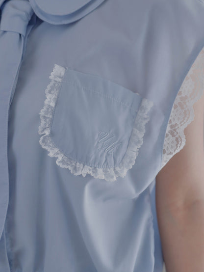 【6/17 20:00 発売】No sleeve bow tie shirt