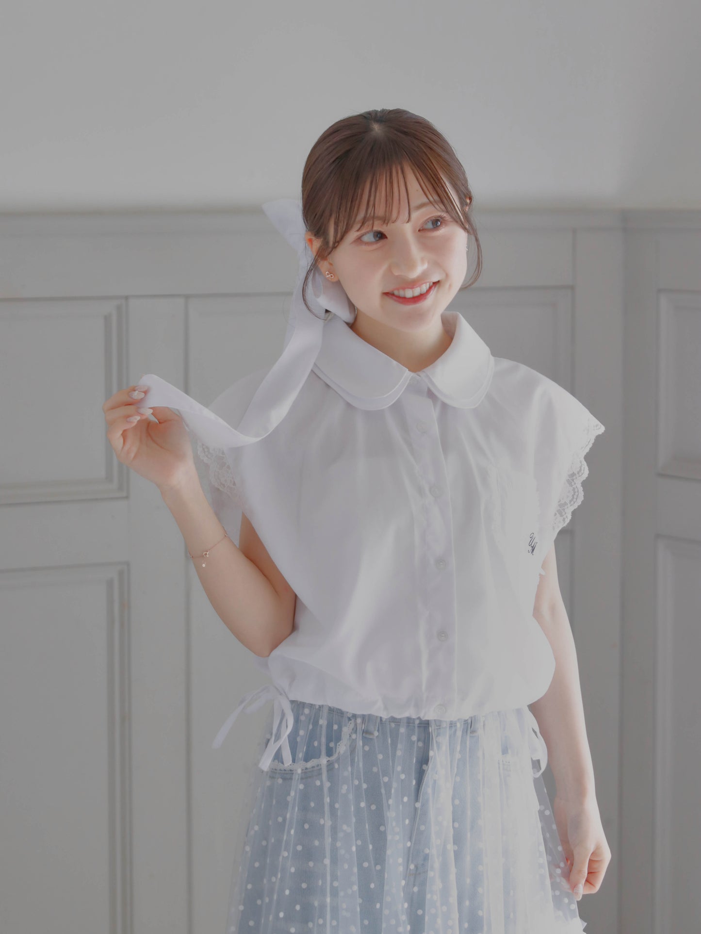 【6/17 20:00 発売】No sleeve bow tie shirt