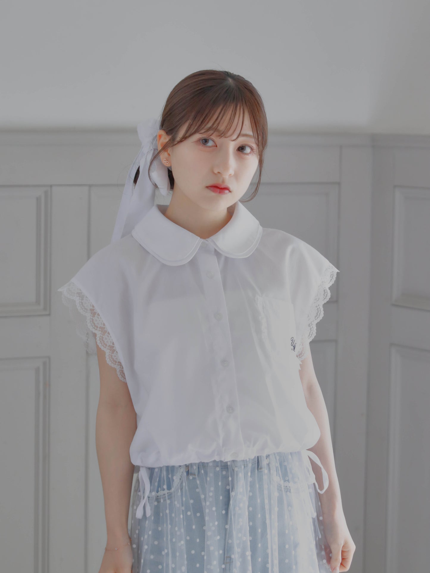 【6/17 20:00 発売】No sleeve bow tie shirt