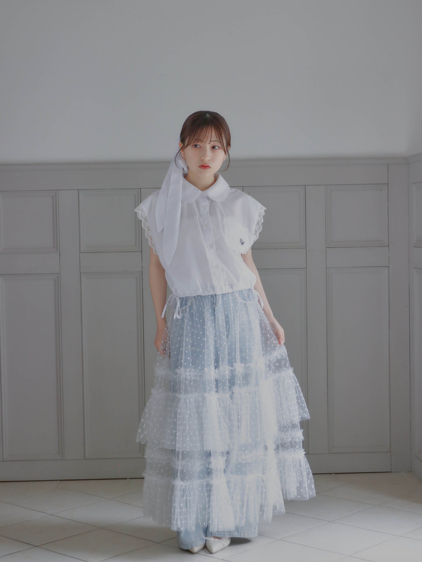 【6/17 20:00 発売】Dot tulle tiered skirt