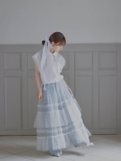 【6/17 20:00 発売】Dot tulle tiered skirt