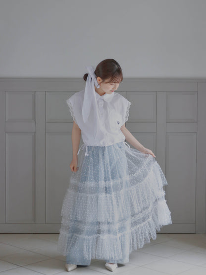 【6/17 20:00 発売】Dot tulle tiered skirt