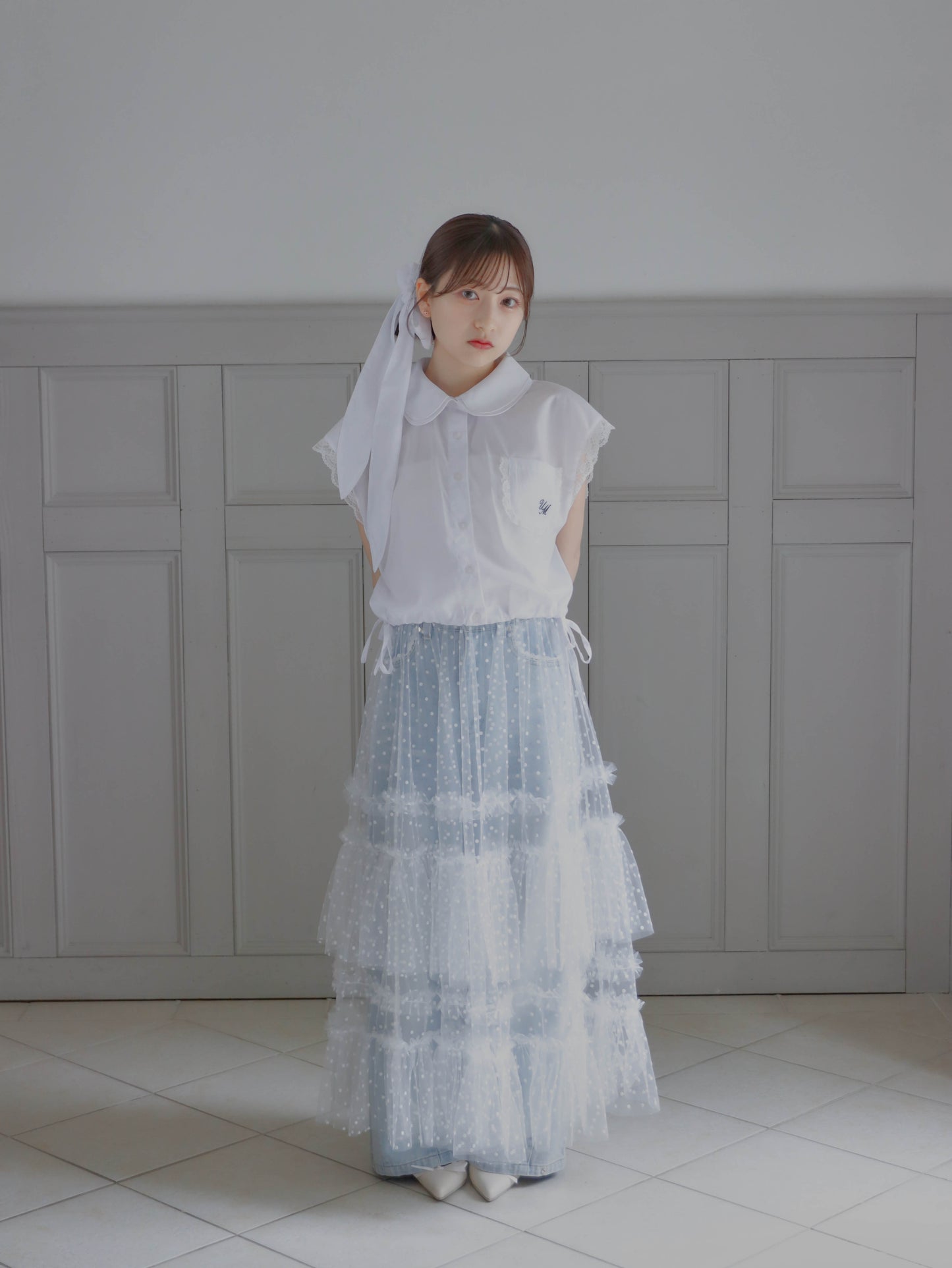 【6/17 20:00 発売】No sleeve bow tie shirt