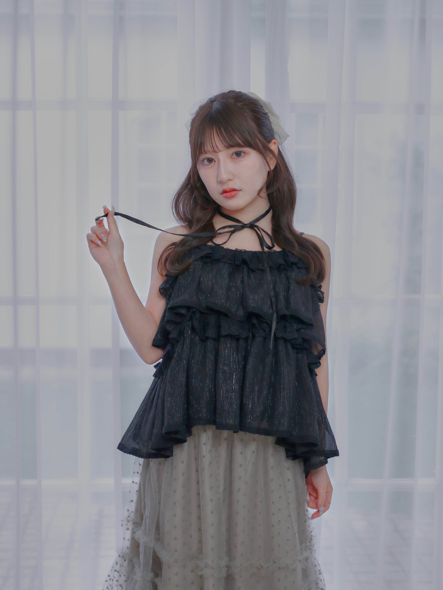 【6/17 20:00 発売】Tiered lace lame bustier