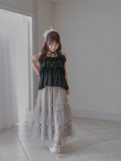 【6/17 20:00 発売】Dot tulle tiered skirt