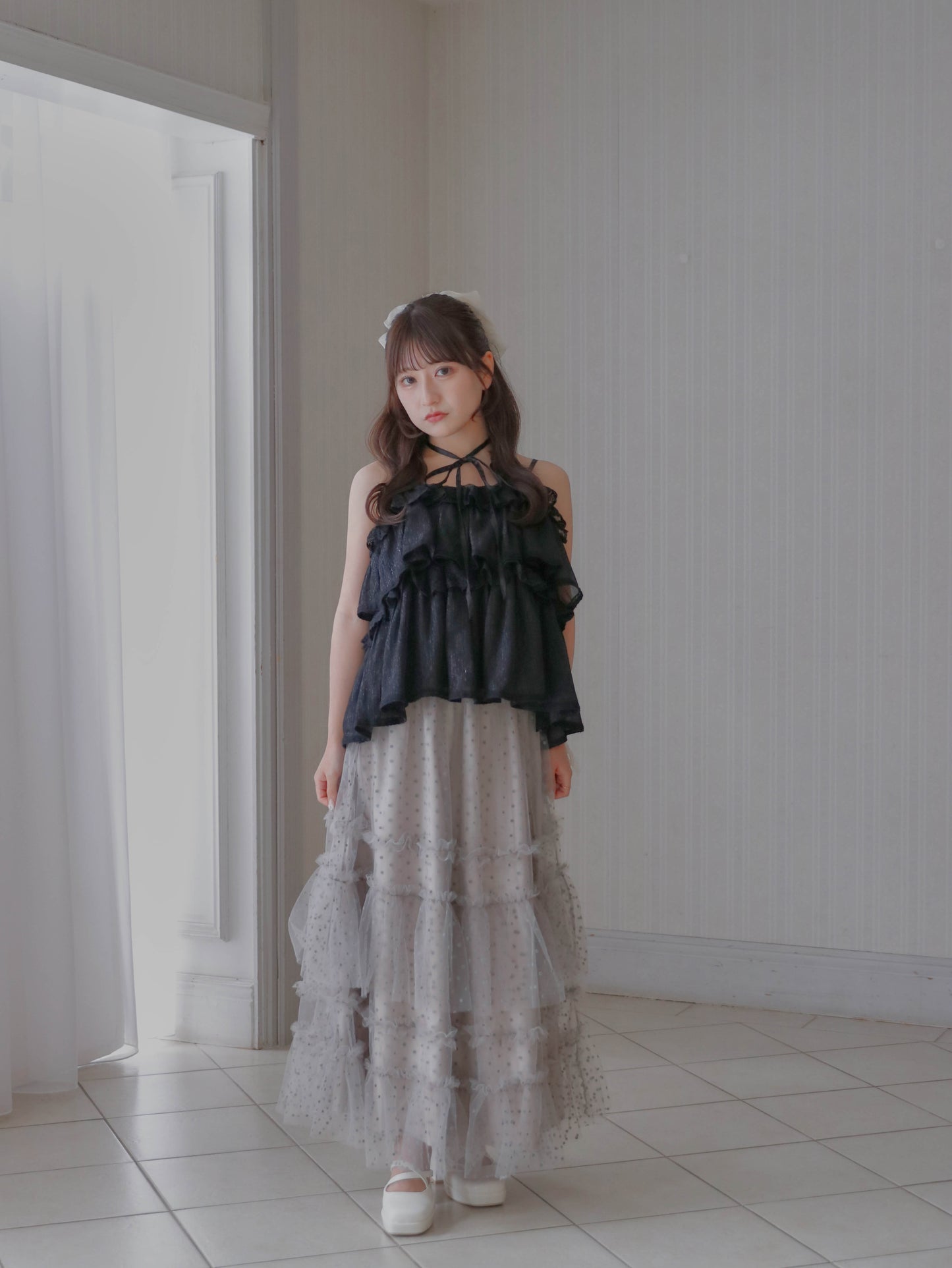 【6/17 20:00 発売】Tiered lace lame bustier