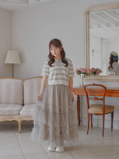 【6/17 20:00 発売】Dot tulle tiered skirt
