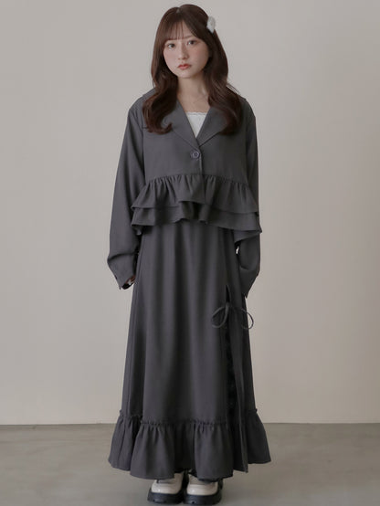 【9/16発売】Layered slit long skirt