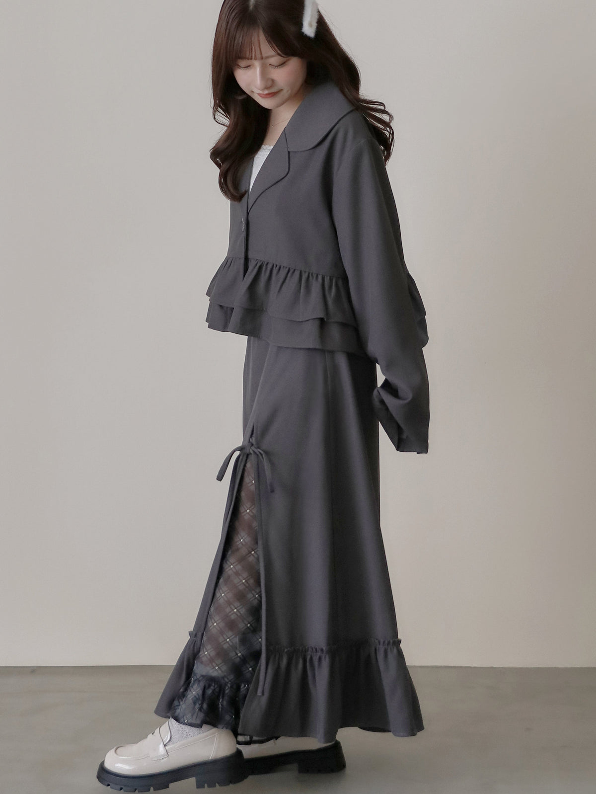【9/16発売】Layered slit long skirt