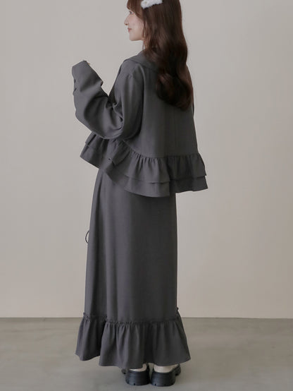 【9/16発売】Layered slit long skirt