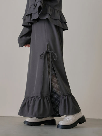 【9/16発売】Layered slit long skirt