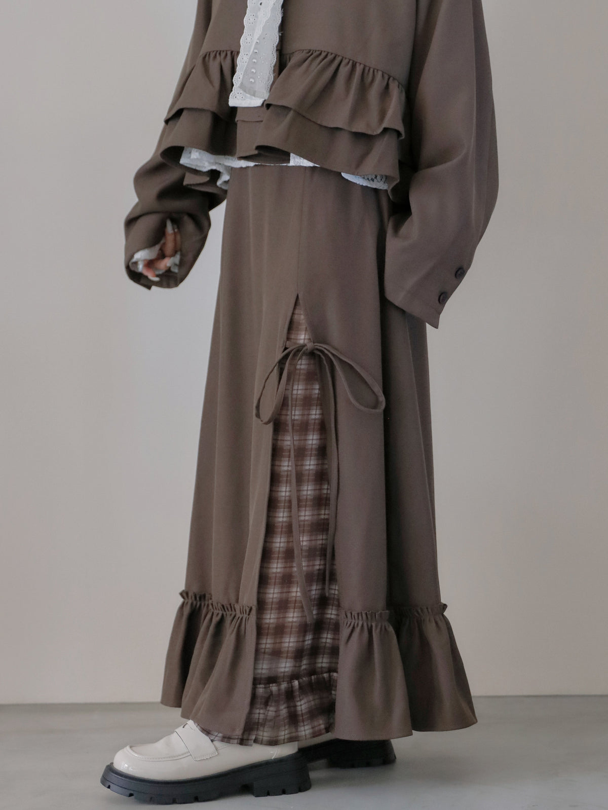 【9/16発売】Layered slit long skirt