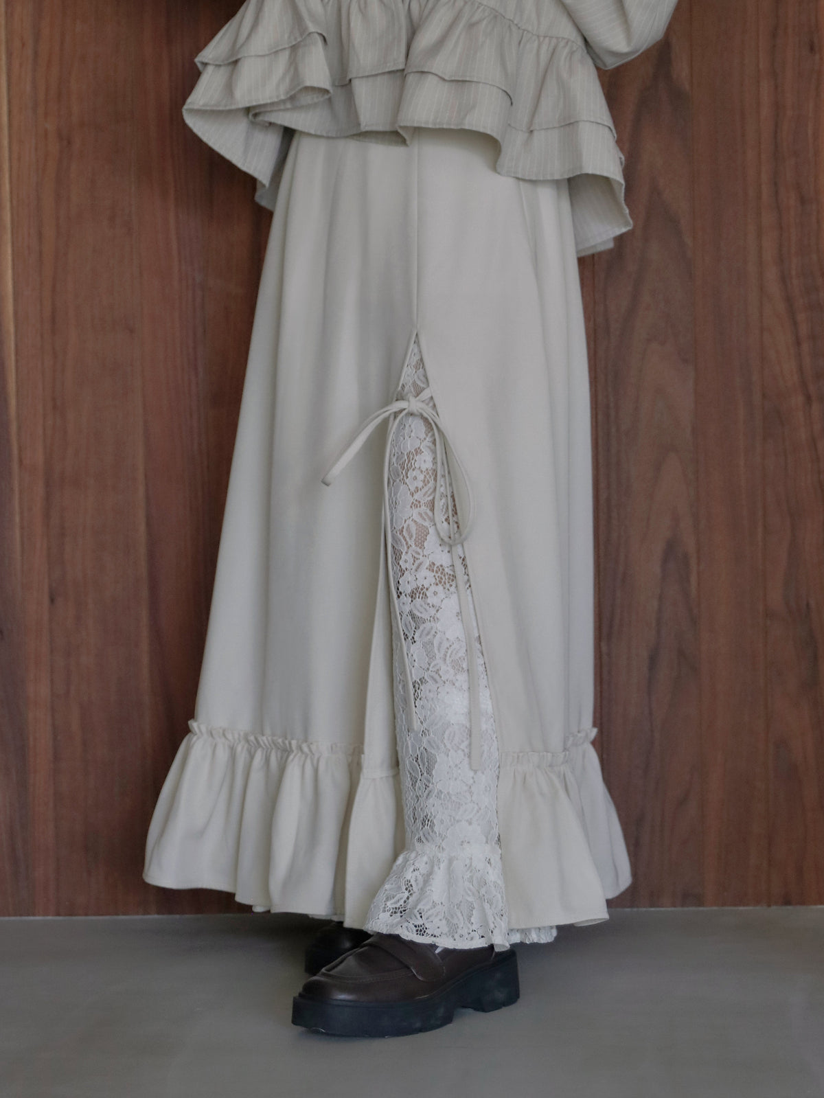 【9/16発売】Layered slit long skirt