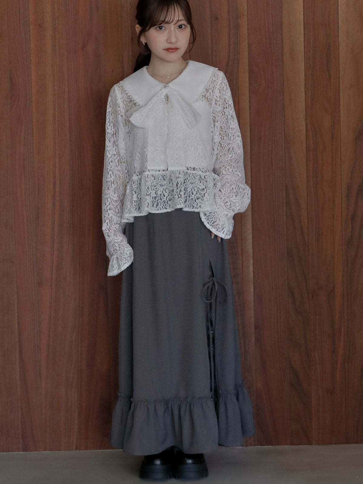 【9/16発売】Layered slit long skirt