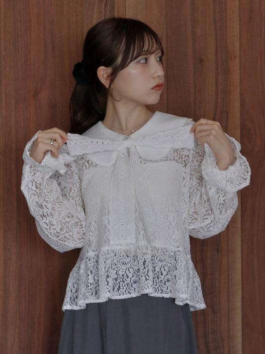 【9/16発売】Lace peplum blouse