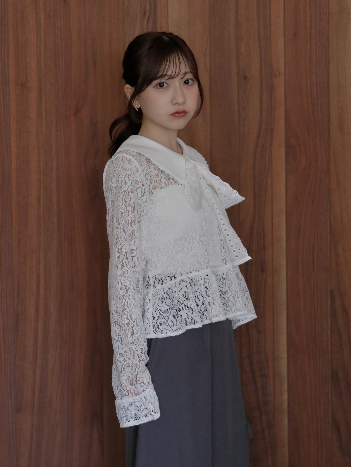 【9/16発売】Lace peplum blouse