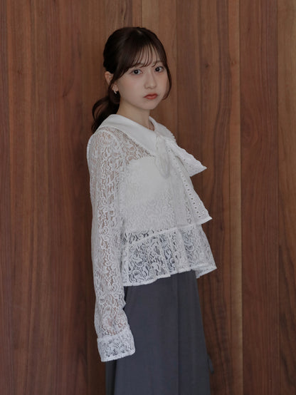 【9/16発売】Lace peplum blouse