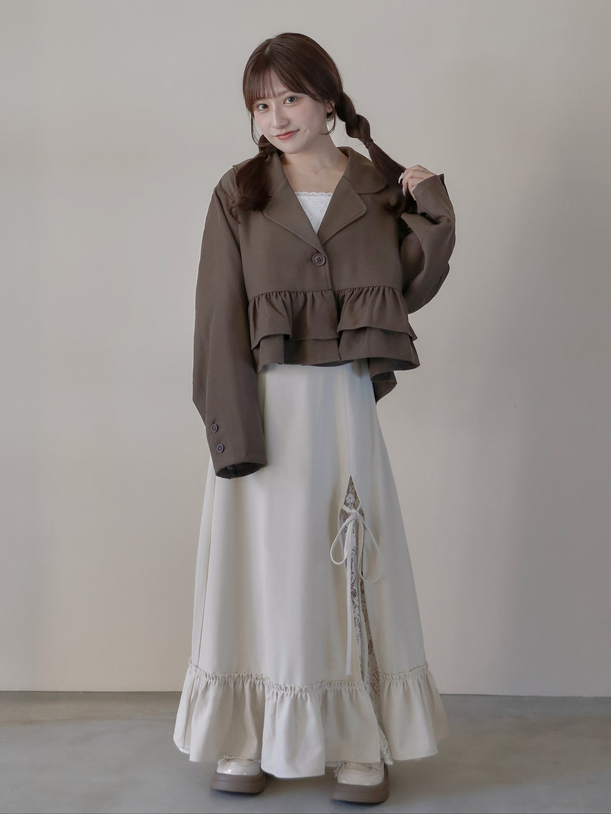 【9/16発売】Layered slit long skirt
