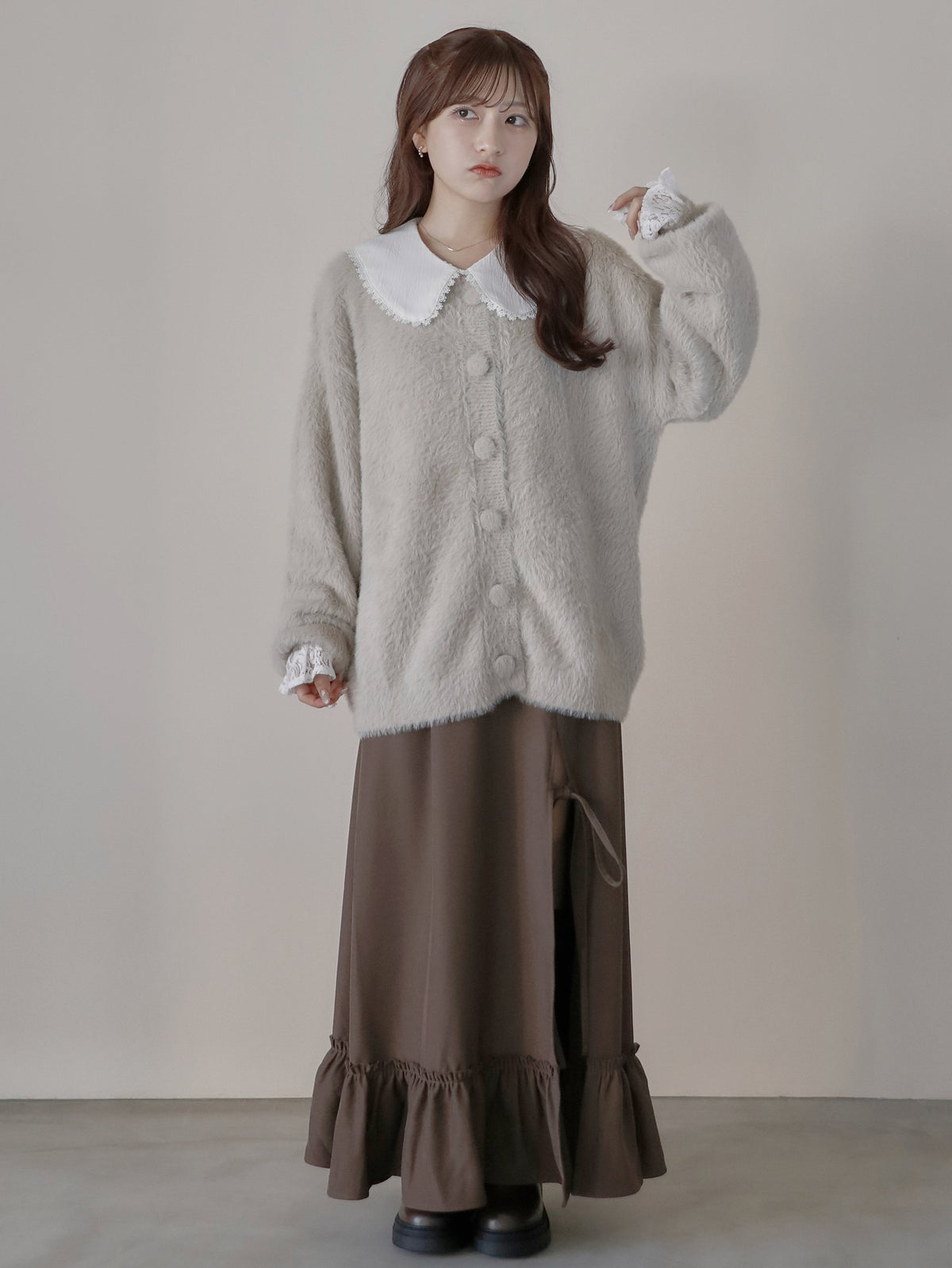 【9/16発売】Layered slit long skirt