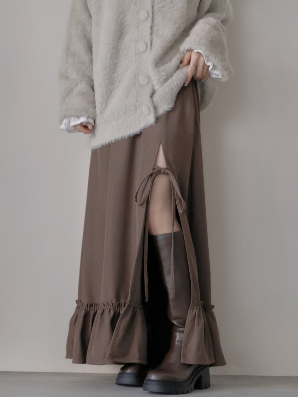 【9/16発売】Layered slit long skirt