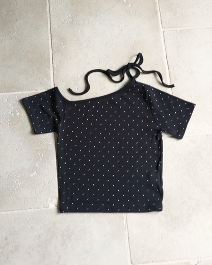 【Re Stock】ribbon tie dot tops