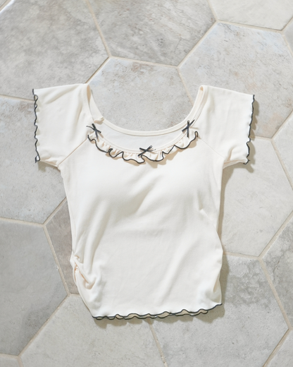 ribbon&frill padded tee