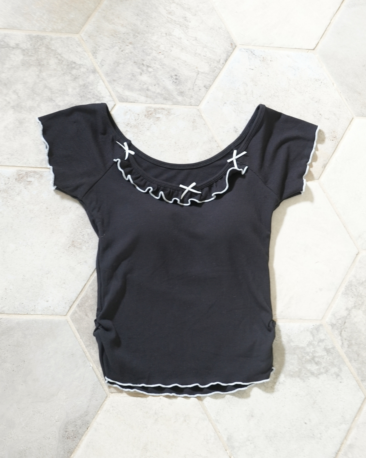 ribbon&frill padded tee
