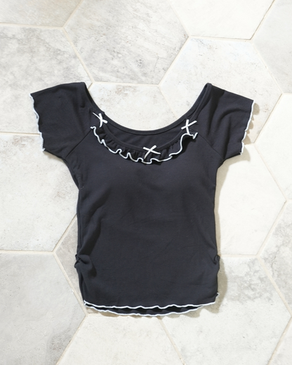 ribbon&frill padded tee