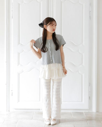【Re Stock】lace flare pants