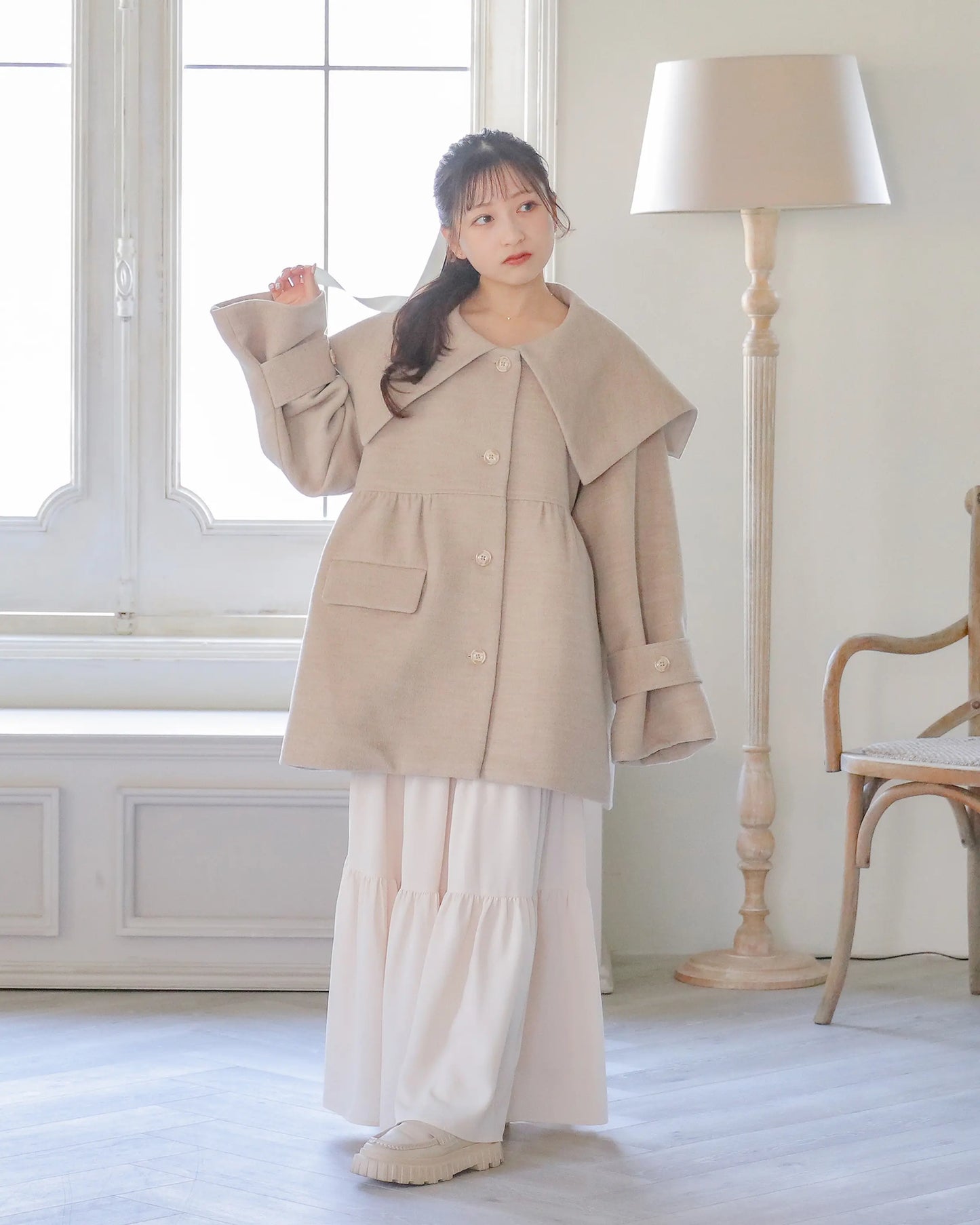 tiered chiffon skirt【sheep ivory】